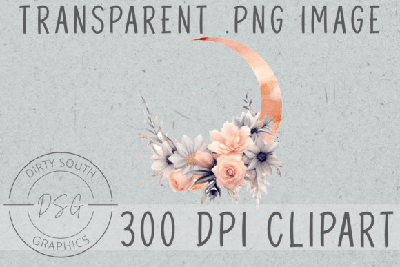Download Floral Watercolor Moon Clip Art - Watercolor moon Collection