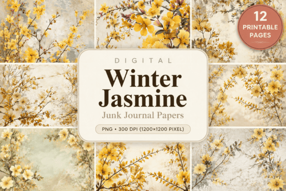 Download Winter Jasmine Junk Journal Papers - Winter Collection