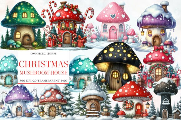 Download Christmas Mushroom House Clipart - Mushroom house Collection