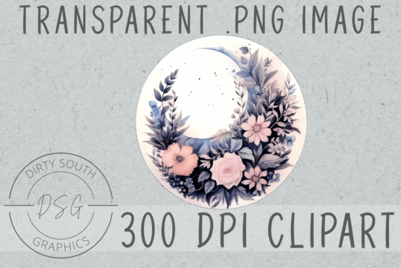 Download Floral Watercolor Moon Clip Art - Watercolor moon Collection