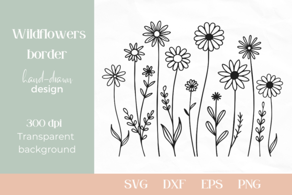 Download Minimalist Wild Flower Border SVG - Flower border Collection