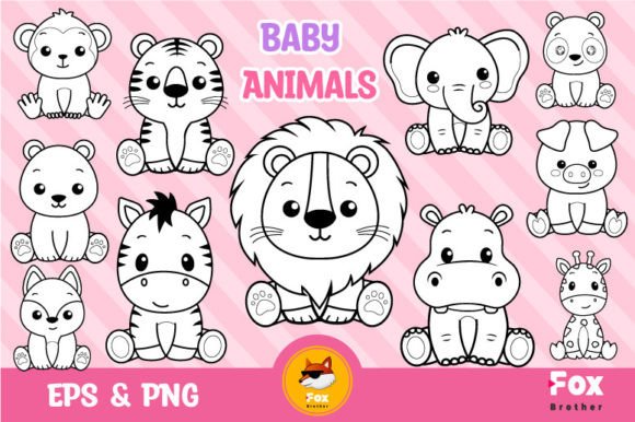 Download Safari Animals Digital Stamp Clipart SVG - Animal Collection