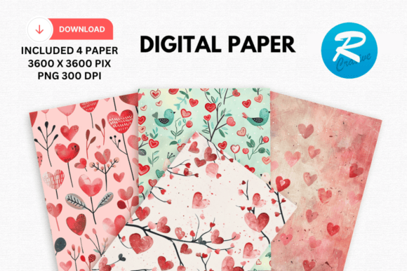 Download Cute Heart Valentine's Day Digital Paper - Premium Resources