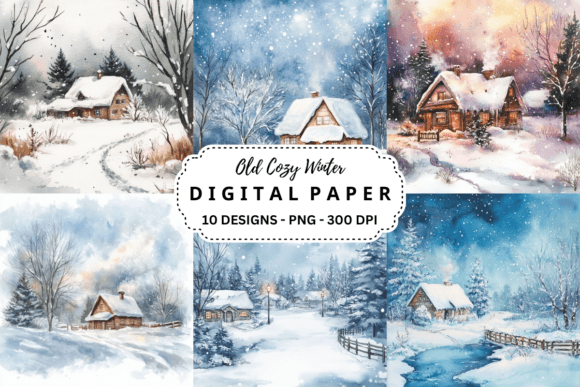 Download Watercolor Old Cozy Winter Background - Winter Collection