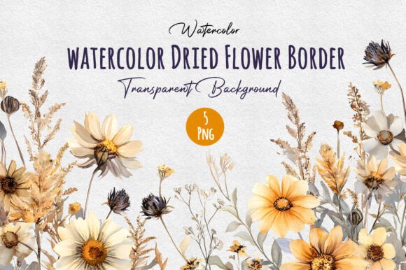 Download Watercolor Seamless Dried Flower Border - Flower border Collection
