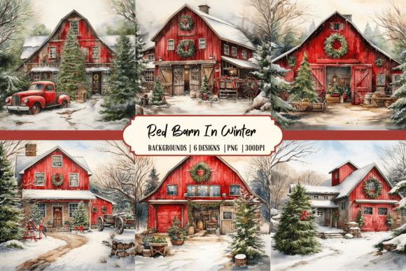 Download Red Barn in Winter Background - Winter Collection