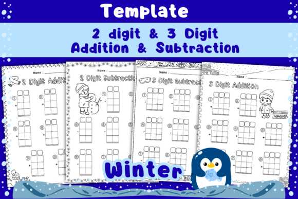 Download Winter Template 2-3 Digit Add &amp; Sub - Winter Collection