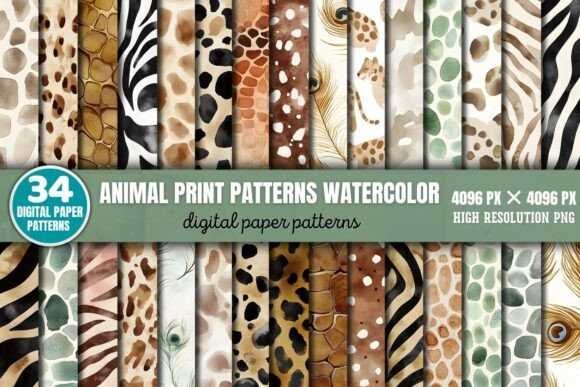 Download Animal Print Patterns Watercolor Digital - Premium Resources