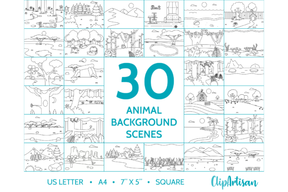 Download Animal Background Scenes Digital Stamp - Animal Collection