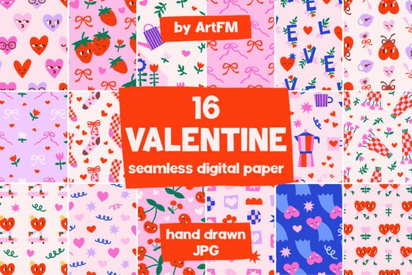 Download 16 Cute Valentines Day Digital Paper - Cute valentines day digital paper Collection