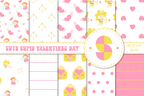 Download Cute Cupid Valentines Day Digital Paper - Premium Resources