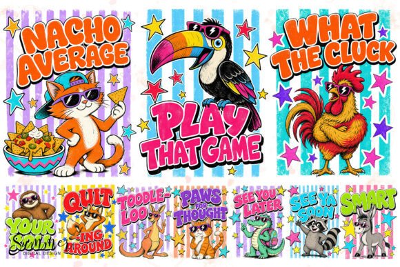 Download Retro Summer Animal Pun Sublimation PNGs - Premium Bundle