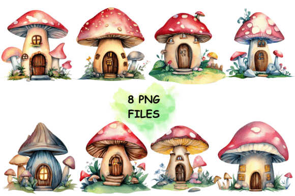Download Fairy Mushroom House Watercolor Clipart - Mushroom house Collection
