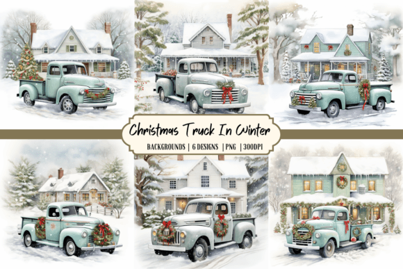 Download Christmas Truck in Winter Background - Winter Collection