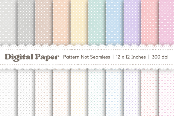 Download 20 Pastel Hearts Digital Paper Pack - Hearts digital paper Collection