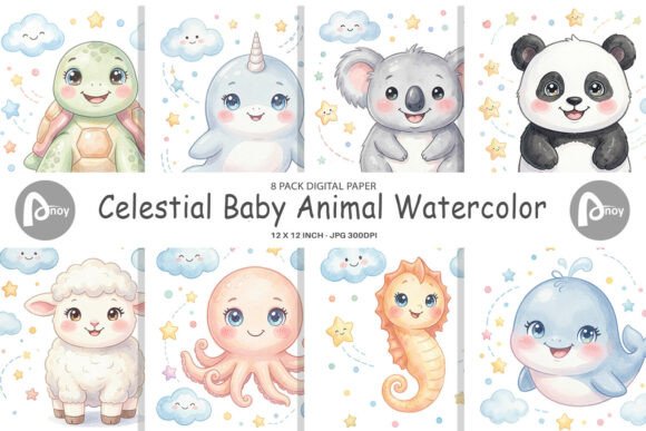 Download Celestial Baby Animal Digital Paper - Animal Collection