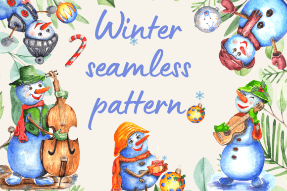 Download Winter Pattern with Funny Snowmen. JPG - Winter Collection