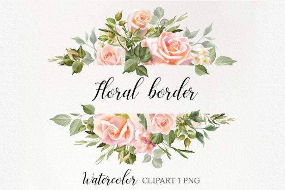 Download Watercolor Blush Rose Flower Border - Flower border Collection