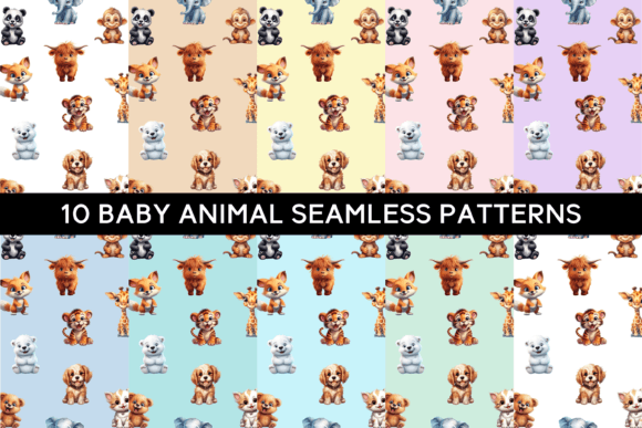 Download 10 Baby Animals Seamless Patterns - Animal Collection