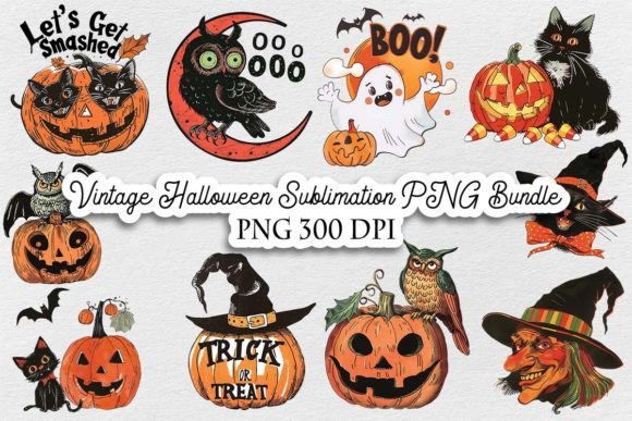 Download Vintage Halloween Sublimation PNG Bundle - Sublimation png Collection