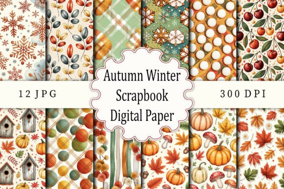 Download Autumn Winter Scrapbook Digital Paper - Winter Collection