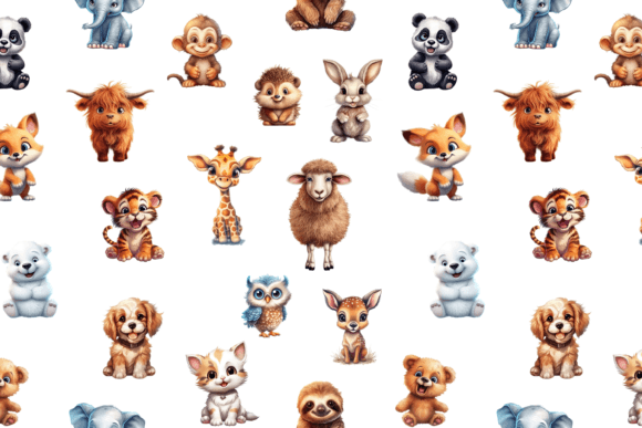 Download Colorful Baby Animal Seamless Pattern - Animal Collection