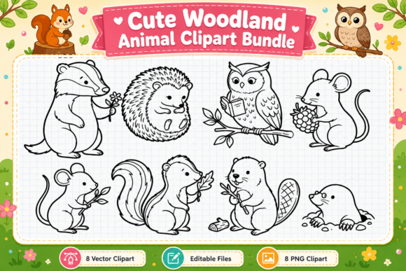 Download Cute Woodland Animal Digital Clipart - Animal Collection