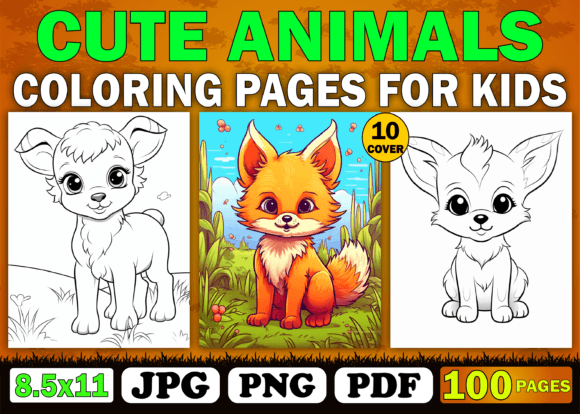 Download 100 Cute Animal Coloring Pages for KDP - Animal Collection