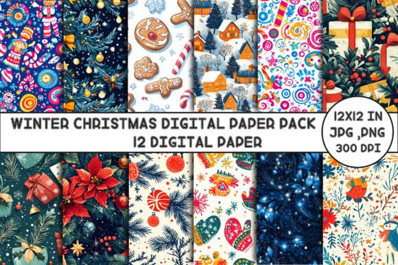Download Winter Christmas Digital Paper Pack - Winter Collection