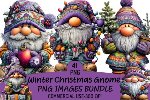 Download Winter Christmas Gnome Clipart Bundle - Winter Collection