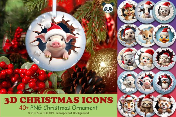 Download Baby Animal 3D Christmas Ornament Bundle - Animal Collection