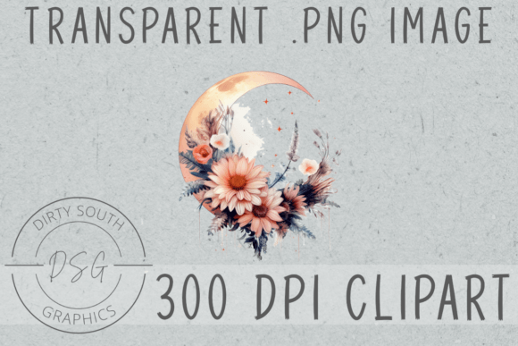 Download Floral Watercolor Moon Clip Art - Watercolor moon Collection